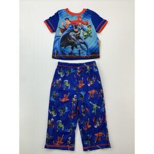 Justice League Toddler 2T Batman Superman Flame Resistant 2 Piece Pajamas NWT